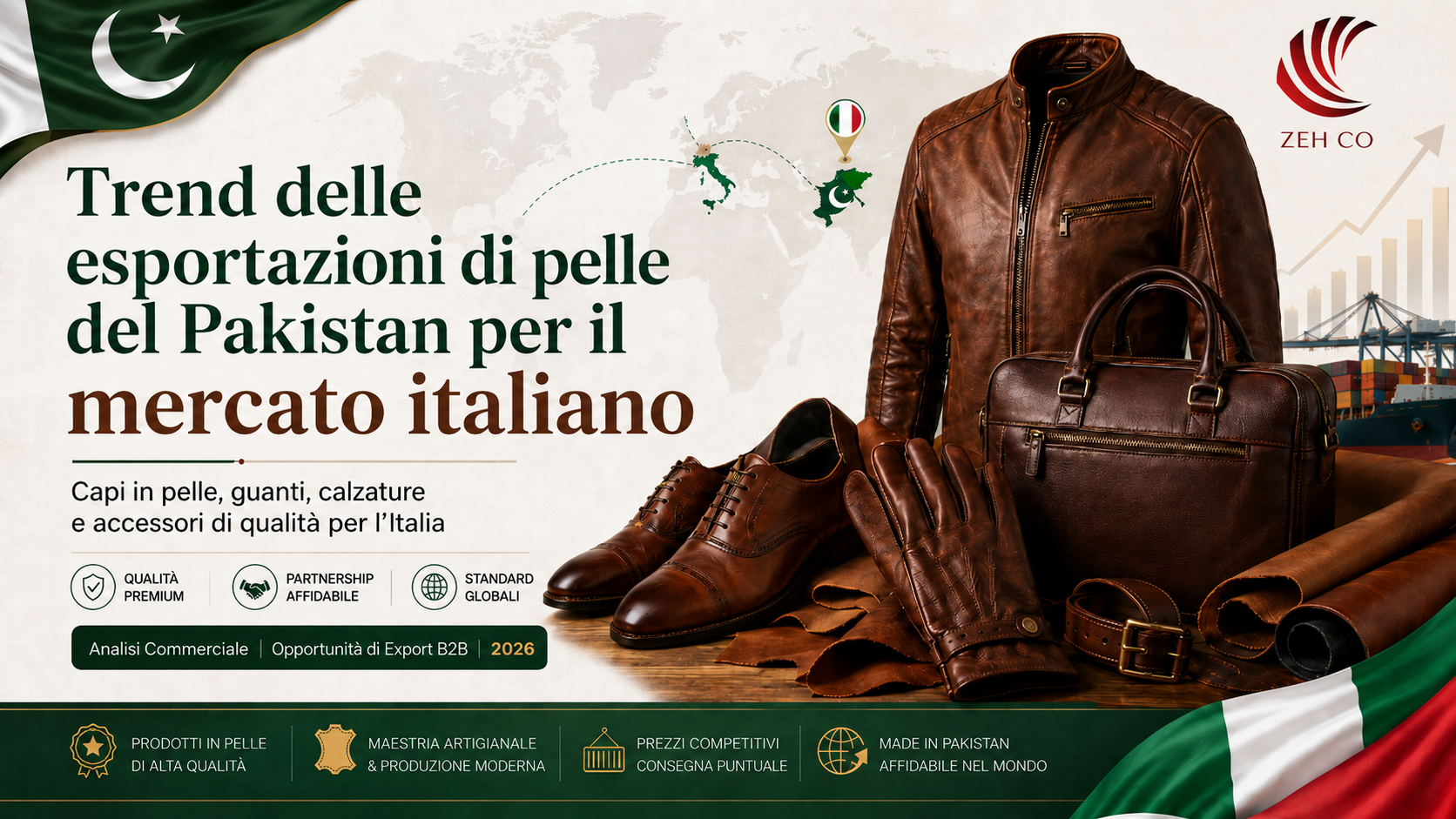 Trend delle esportazioni di pelle del Pakistan per il mercato italiano