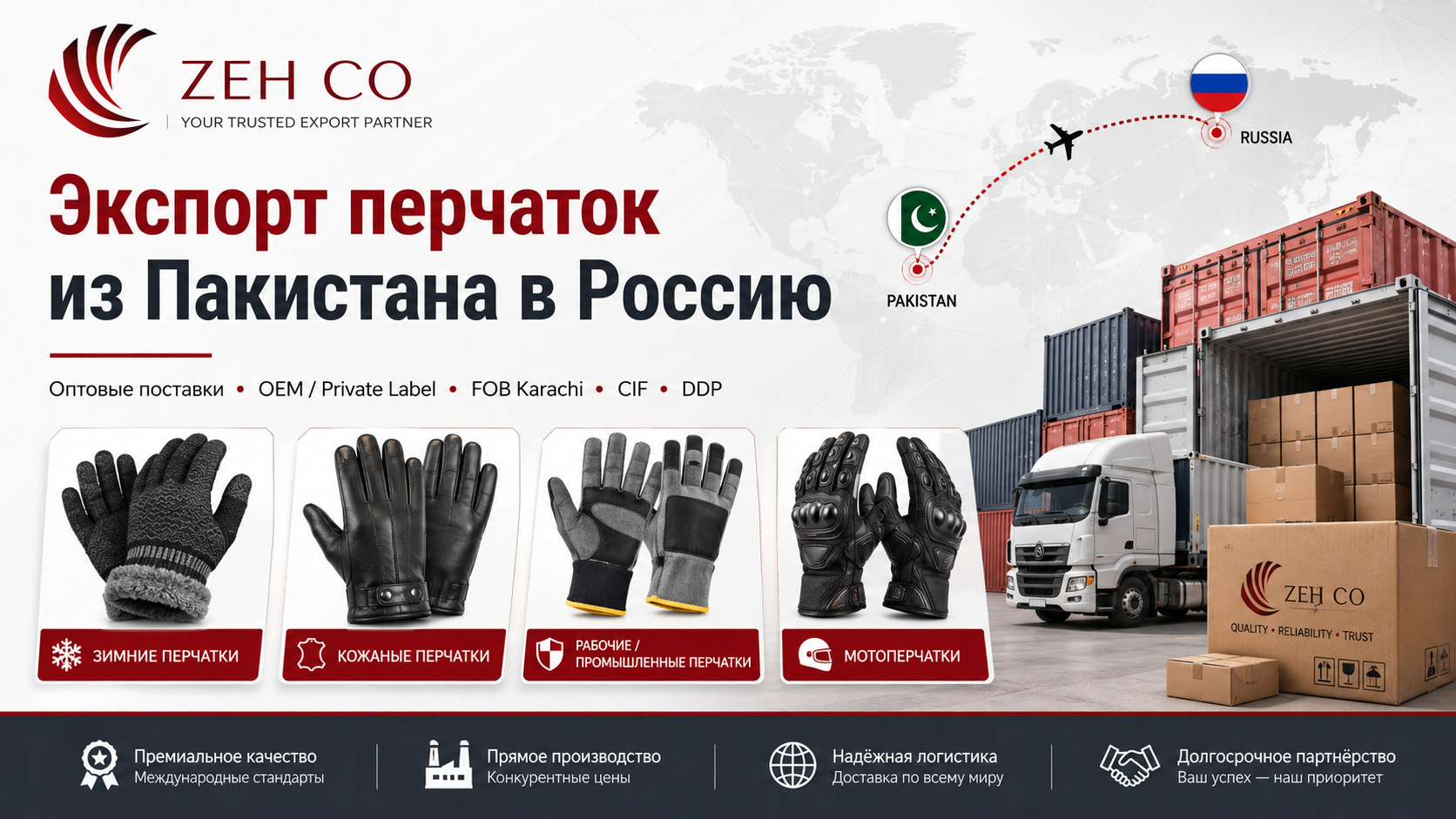 Экспорт перчаток из Пакистана в Россию: руководство для оптовых покупателей и импортёров