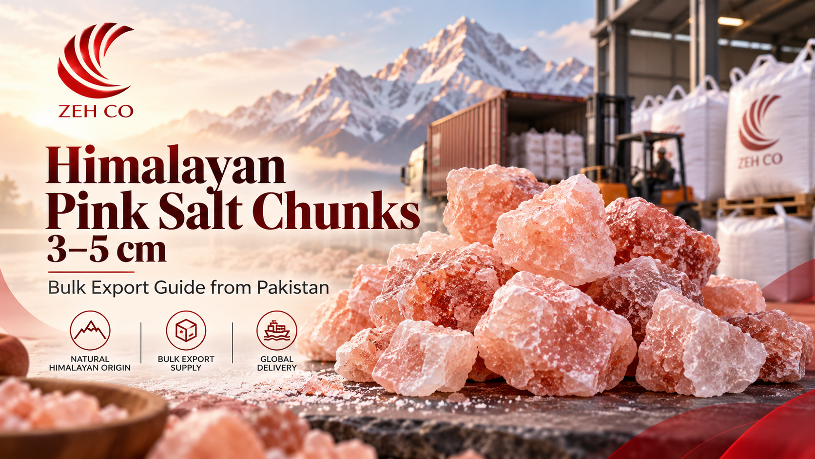 Natural washed Himalayan pink salt chunks measuring approximately 3–5 cm in light, medium and dark pink shades displayed in separate groups on a clean stone surface.