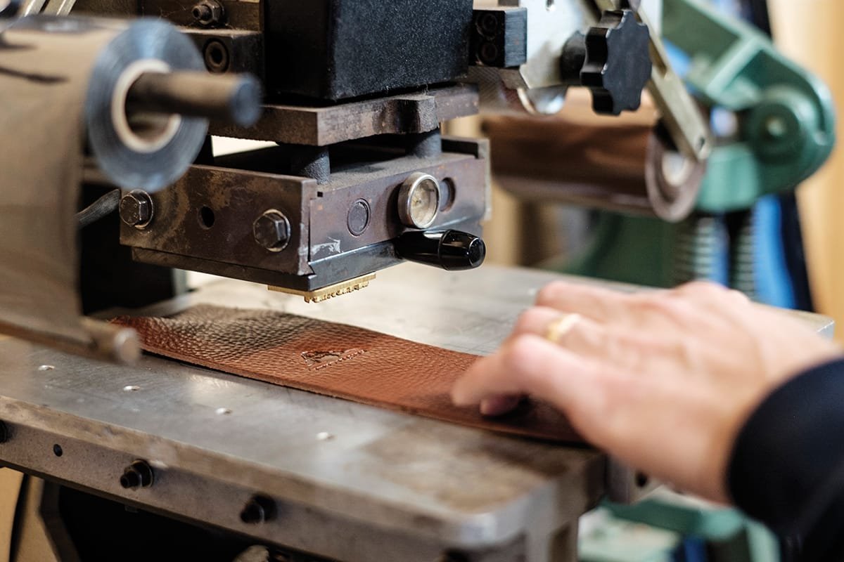 Custom embossed leather branding for private label leather products